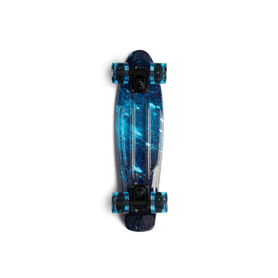 SKITCH® LED+ BLUE GALAXY Skateboard For Kids And Beginners Mini Cruiser Board Gift Set (LED ON/OFF)