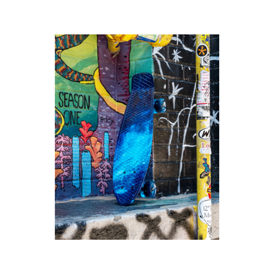 SKITCH® LED+ BLUE GALAXY Skateboard For Kids And Beginners Mini Cruiser Board Gift Set (LED ON/OFF)